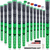 Los mejores  - SAPLIZE Juego de 13 empuñaduras de Golf con Kit de regripping Completo- estándar-Mediano- Blanco-Verde-Rojo-Azul- Agarre…